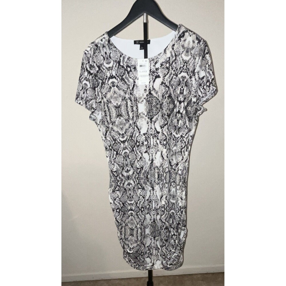 INC International Concepts Snake Print Round Neck Knee Stretch Dress Womens XL